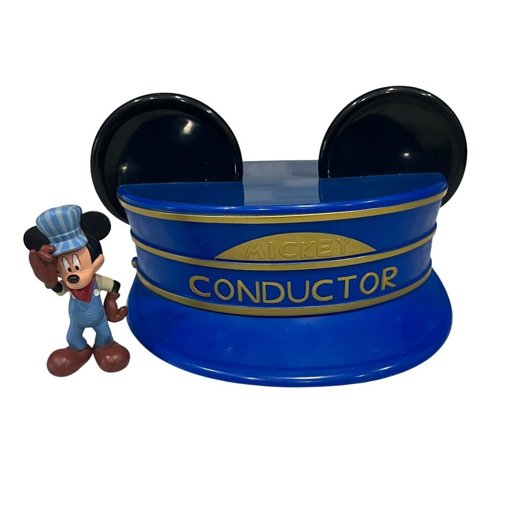 Disney Mickey Mouse Ears Train Youth Conductor Hard Shell Hat Mickey Figure